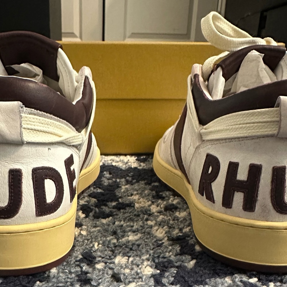 RHUDE WHITE/MAROON RHECESS LOW SNEAKERS SIZE 8 - Picture 7 of 9